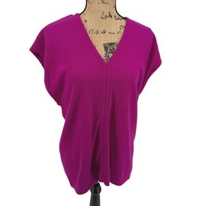 Vtg CHAUS V Neck Sweater Vest Womens S Purple Wool Angora Blend Italy Made Retro